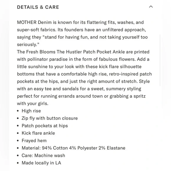 Mother The Hustler Patch Pocket Ankle in Fresh Blooms - Picture 4 of 11